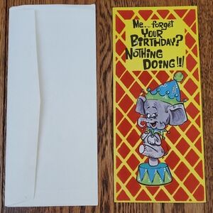 Vtg 1960s Unused Gi-Gi by GALLANT Colorful FUNNY Elephant Birthday Card